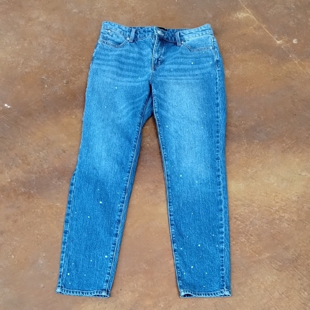 Talbots Women's Straight Leg Rhinestone Blue Jeans